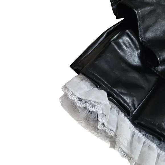 Harley Quinn Size L/XL Skirt Black Faux Leather Tutu Costume - Picture 7 of 13